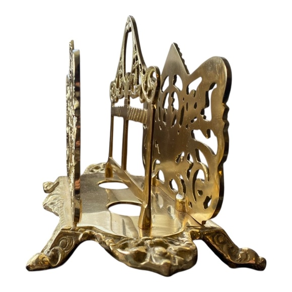 Vintage Brass footed ornate napkin/letter holder, desk organizer - Picture 6 of 16